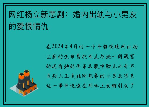 网红杨立新悲剧：婚内出轨与小男友的爱恨情仇