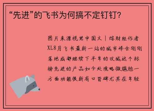 “先进”的飞书为何搞不定钉钉？